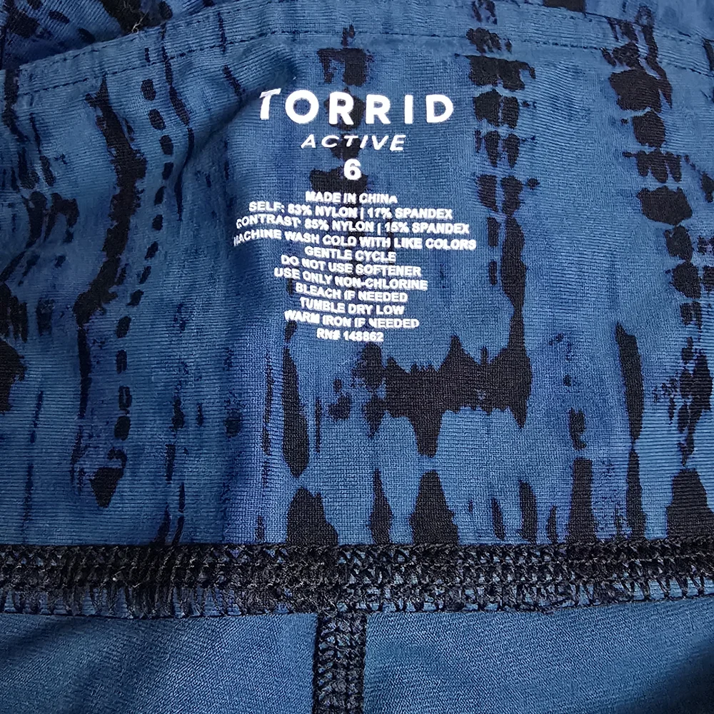 Torrid Active Teal and Black Patterned Mesh Cut-out Leggings 6x - Picture 4 of 7